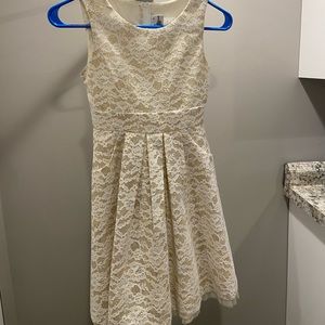 Gold and White Lace Girls Size 10 Dress